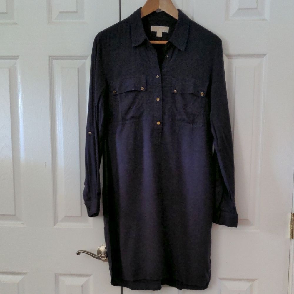 like NEW Michael Kors Navy long sleeve dress size L with gold‎ buttons